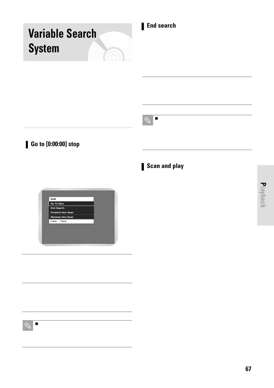 Variable search system, Playback | Toshiba D-VR3SB User Manual | Page 67 / 110