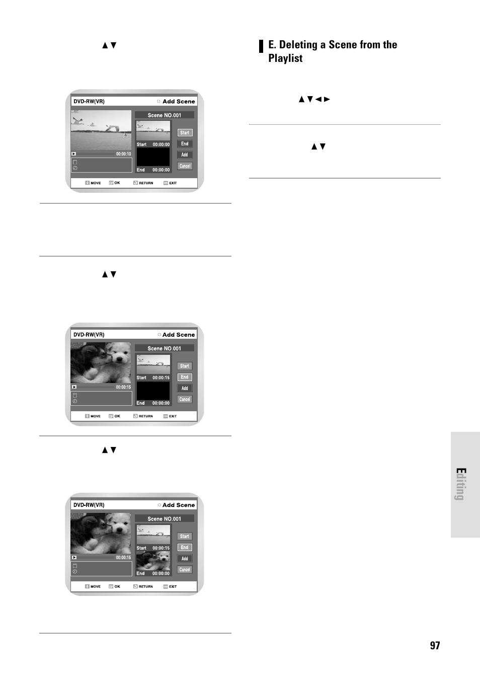 Editing | Toshiba D-VR3SB User Manual | Page 97 / 110