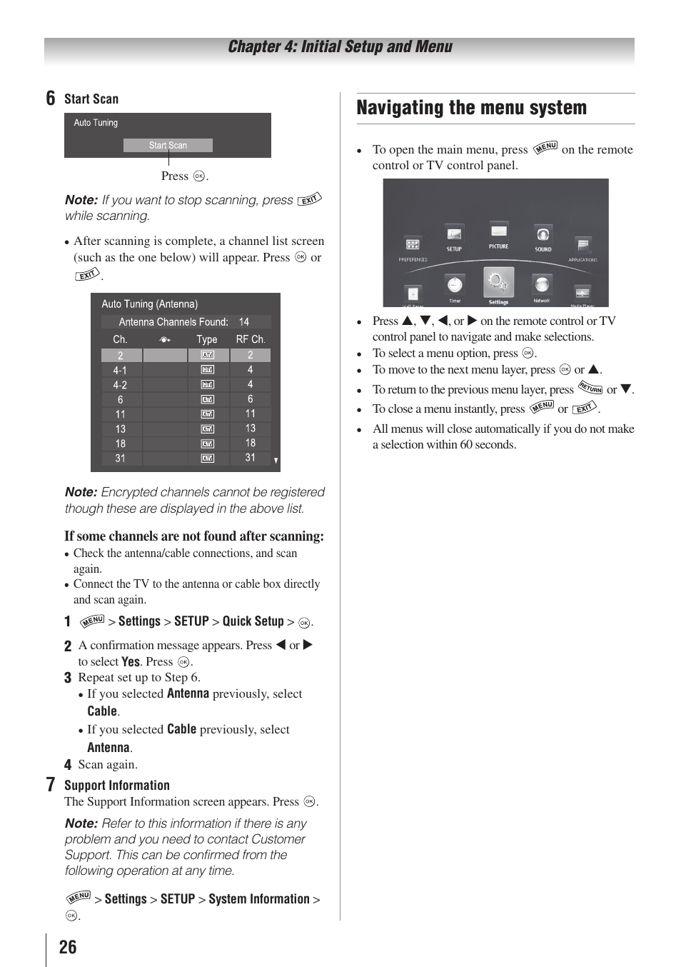 Navigating the menu system | Toshiba 32SL415U User Manual | Page 26 / 92