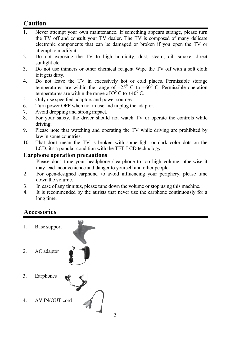 Caution, Accessories | Hyundai H-LCD804 User Manual | Page 3 / 28