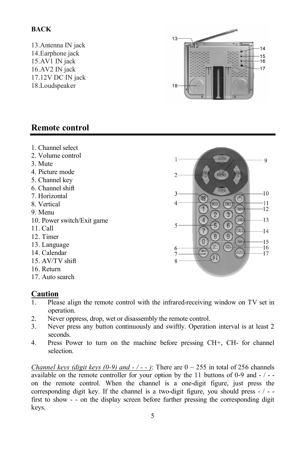 Remote control | Hyundai H-LCD804 User Manual | Page 5 / 28