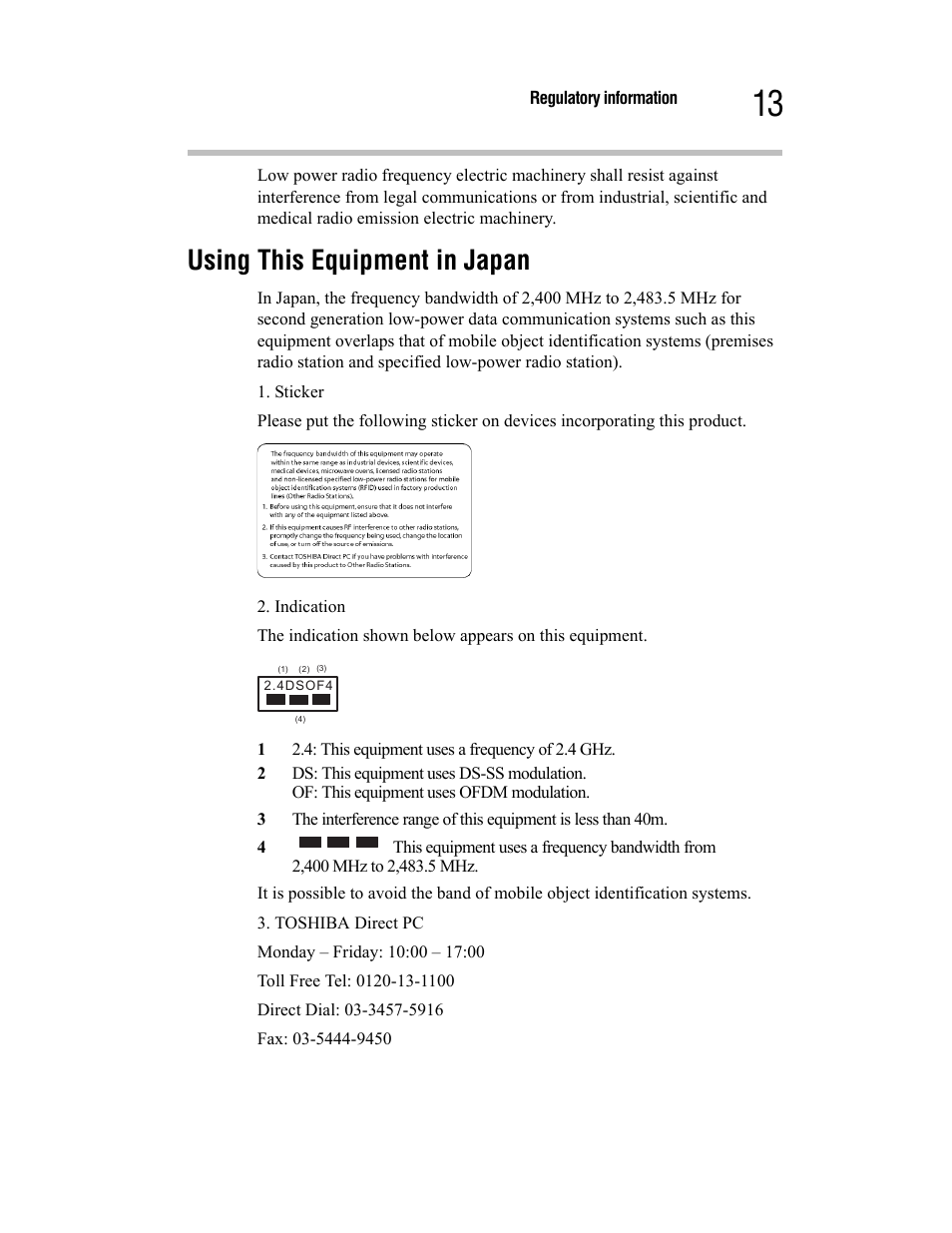 Using this equipment in japan | Toshiba Satellite A55 User Manual | Page 13 / 68