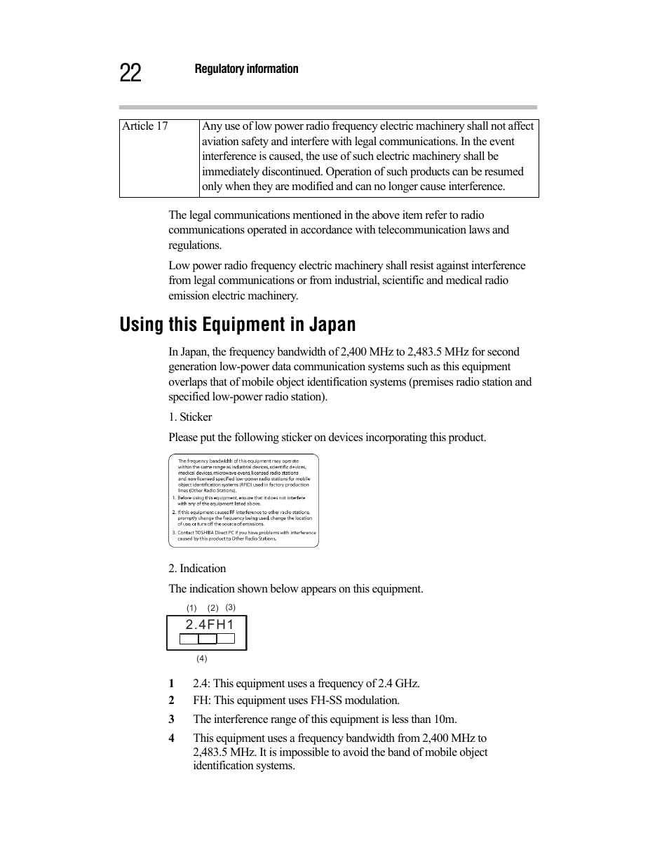 Using this equipment in japan | Toshiba Satellite A55 User Manual | Page 22 / 68