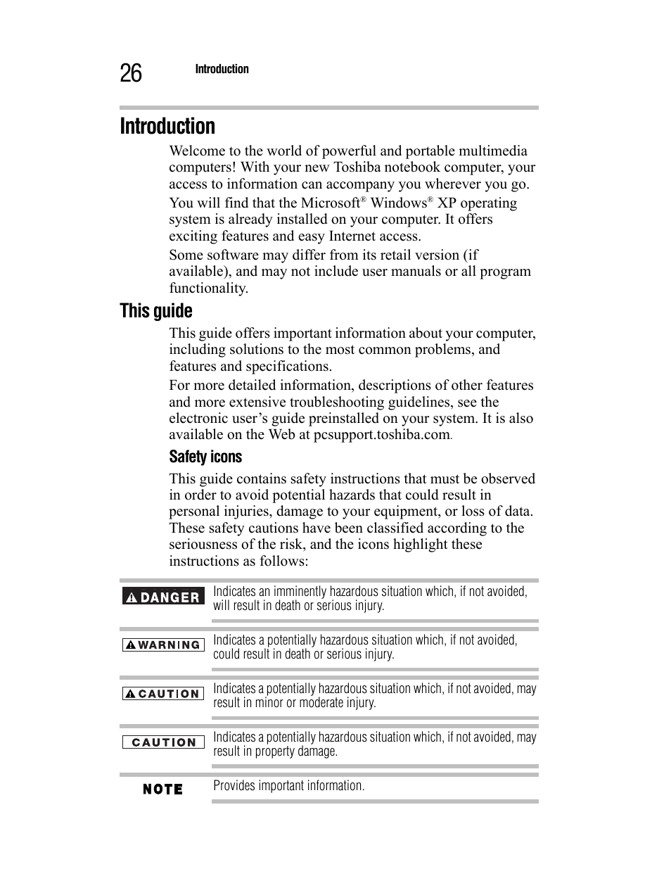 Introduction, This guide | Toshiba Satellite A55 User Manual | Page 26 / 68
