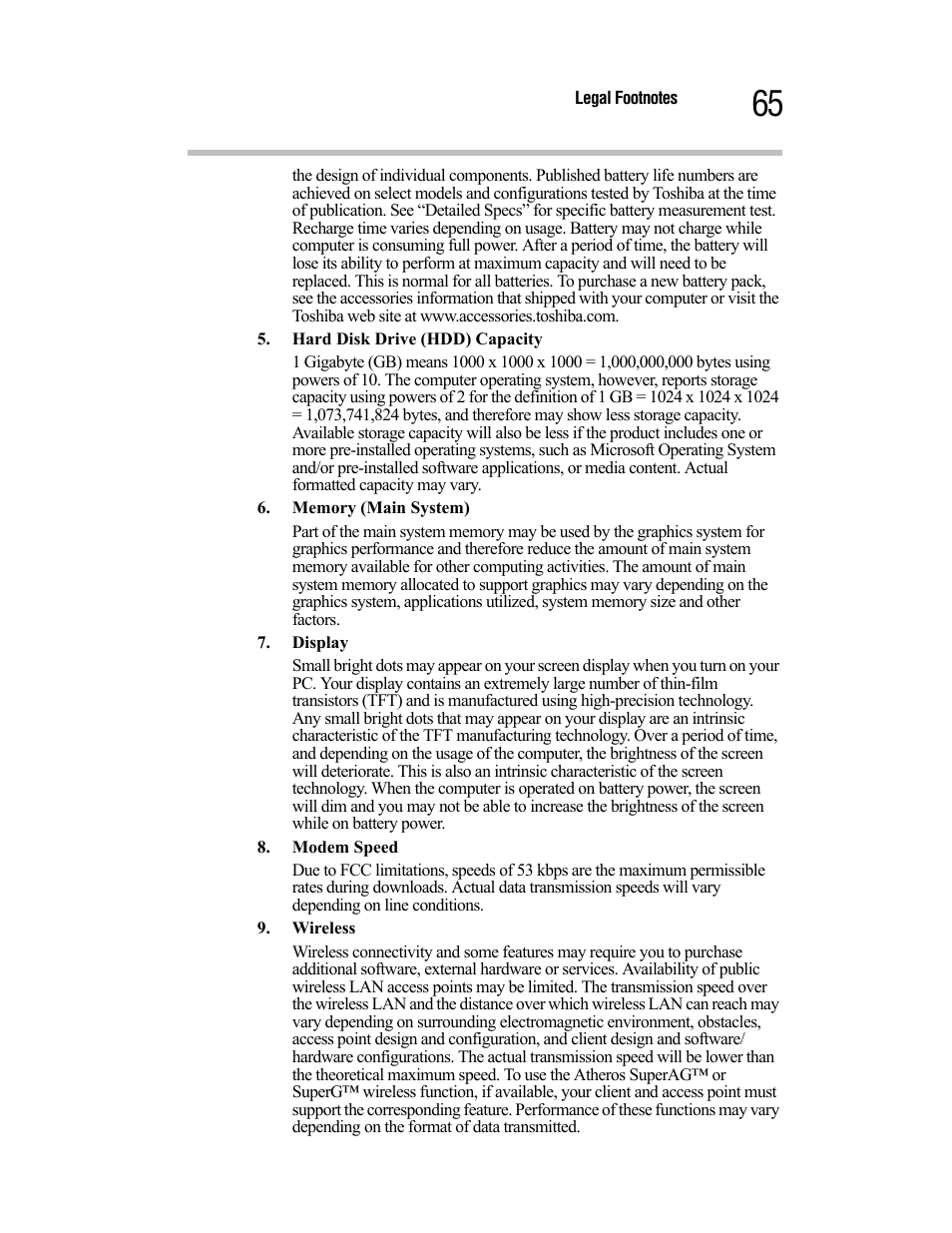 Toshiba Satellite A55 User Manual | Page 65 / 68