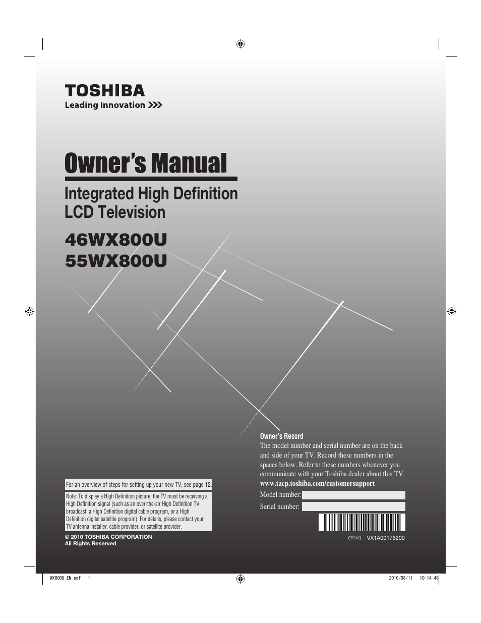 Toshiba WX800U User Manual | 106 pages