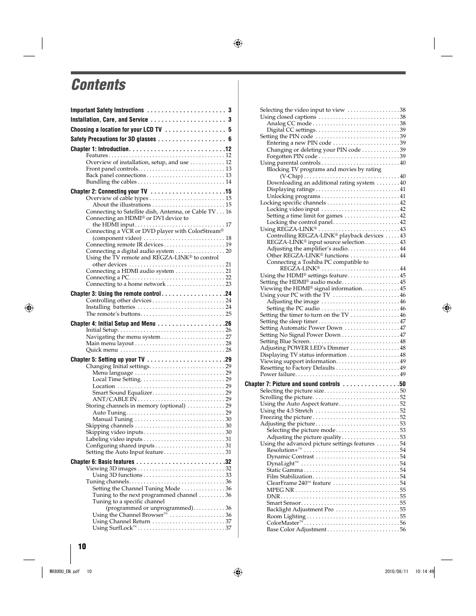 Toshiba WX800U User Manual | Page 10 / 106