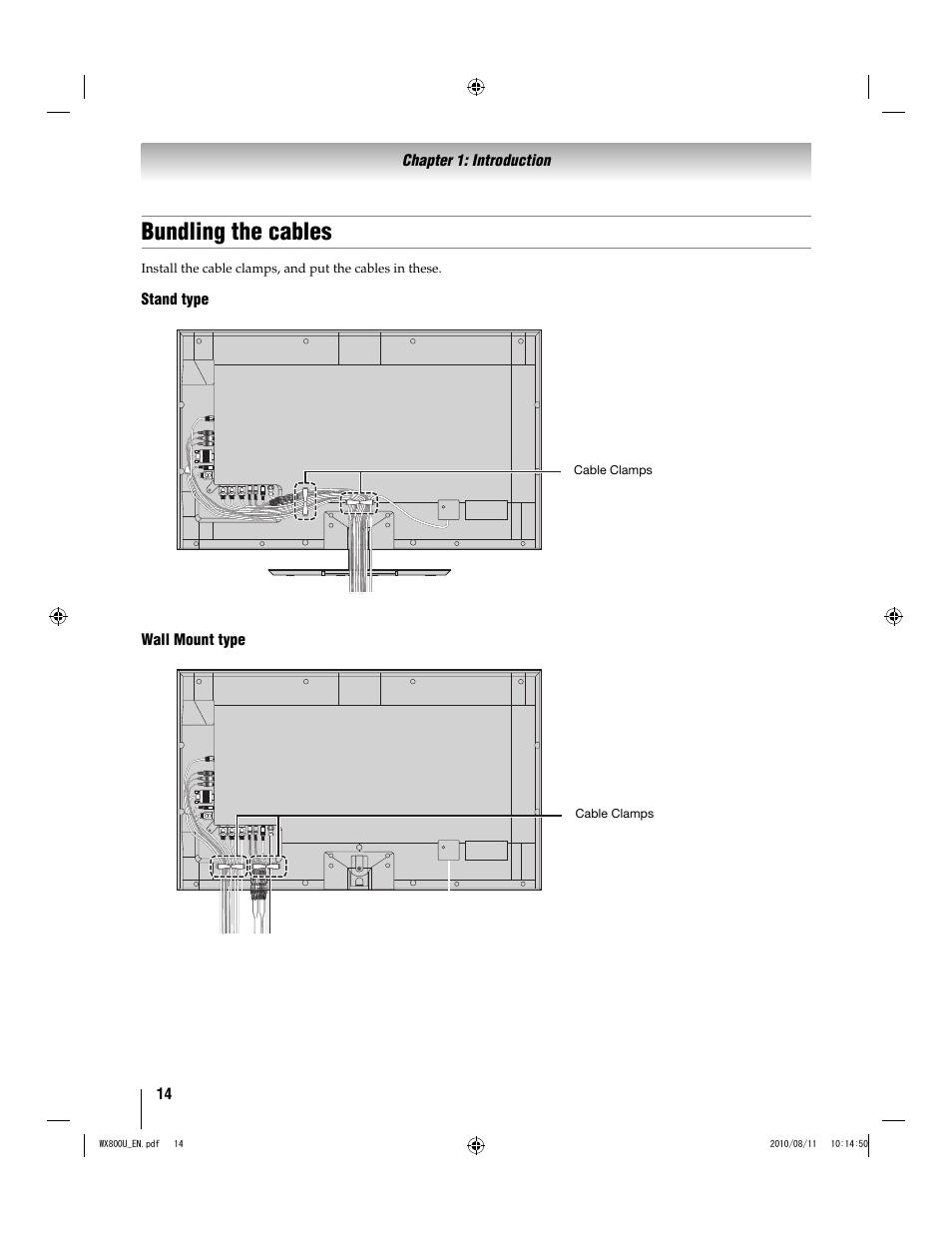 Bundling the cables | Toshiba WX800U User Manual | Page 14 / 106