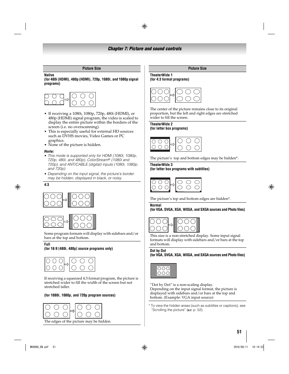 51 chapter 7: picture and sound controls | Toshiba WX800U User Manual | Page 51 / 106