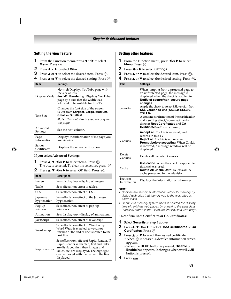 Toshiba WX800U User Manual | Page 69 / 106