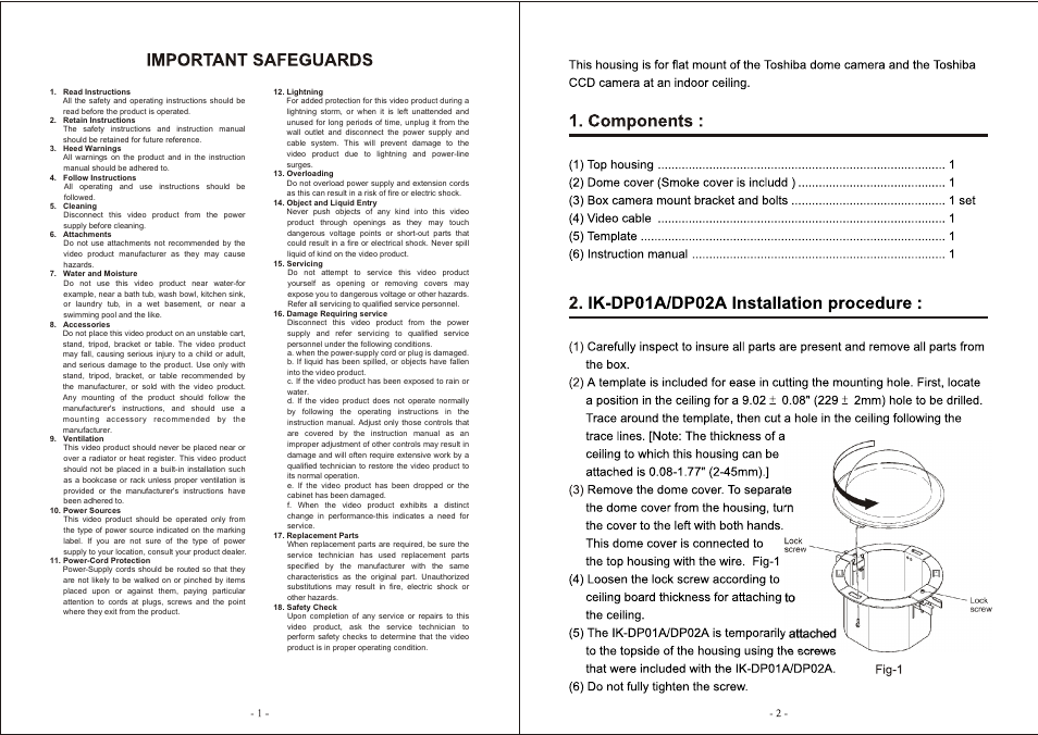 Toshiba JK-H01A User Manual | Page 2 / 6