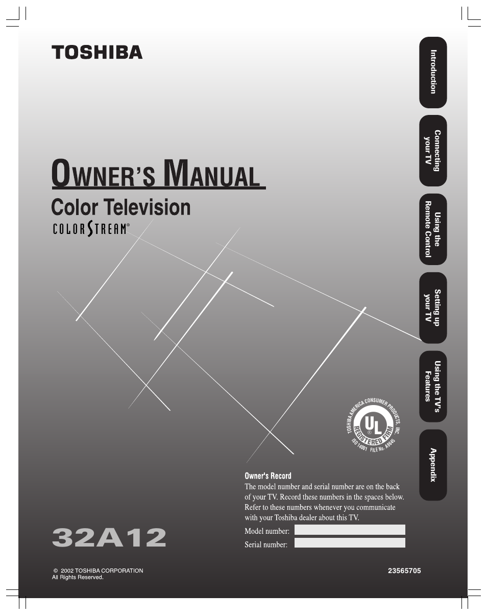 Toshiba 32A12 User Manual | 36 pages