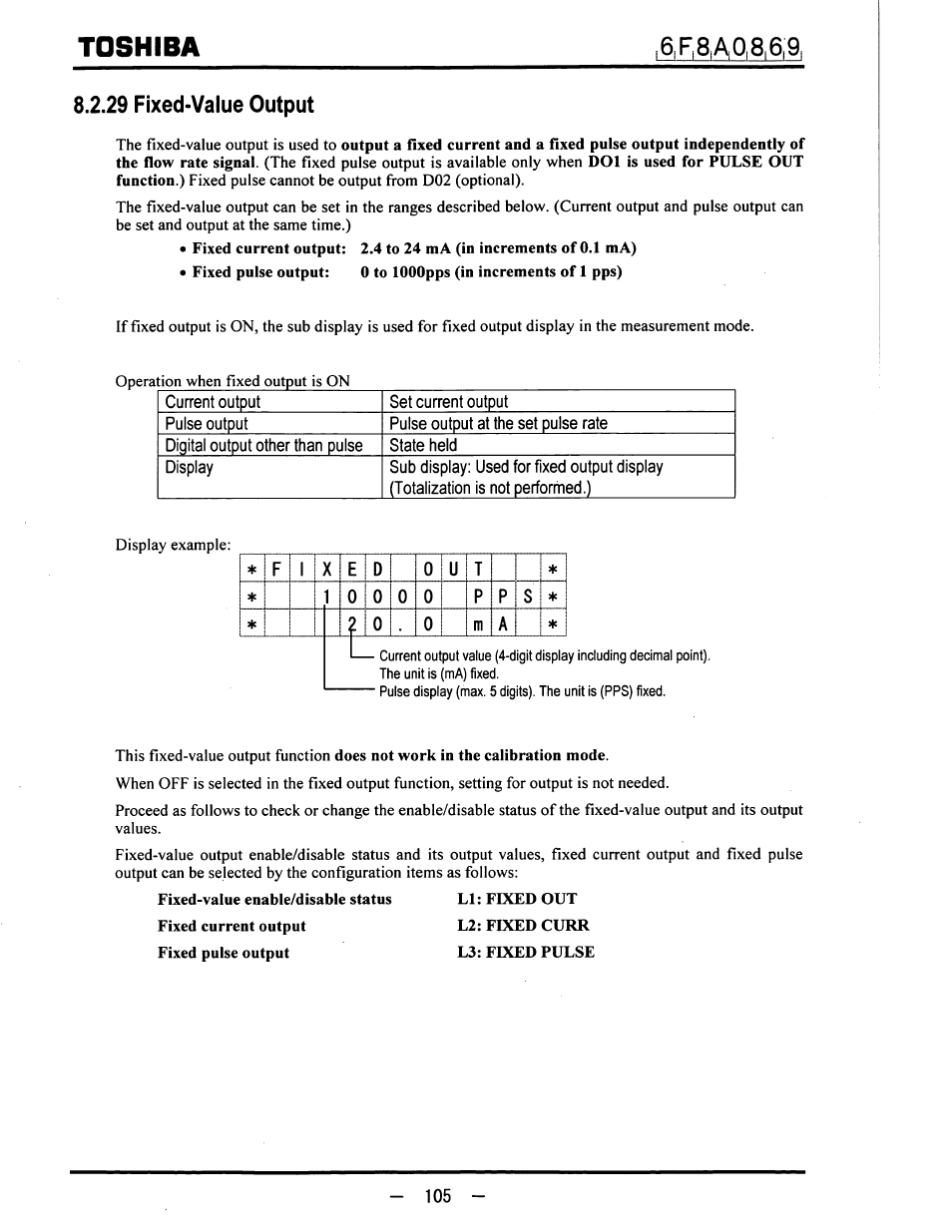29 fixed-value output, Toshiba | Toshiba LF600F User Manual | Page 106 / 162