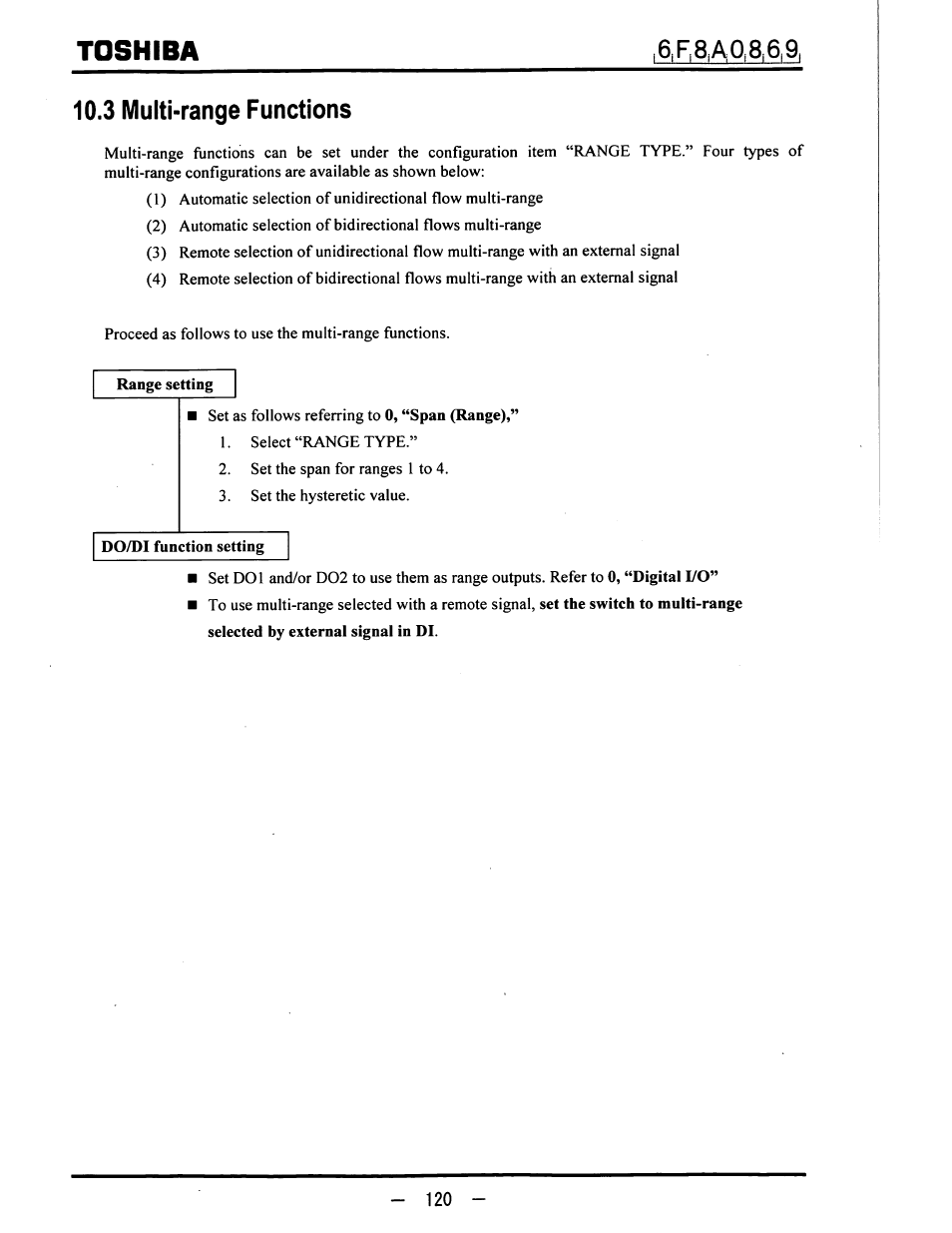 3 multi-range functions, Toshiba | Toshiba LF600F User Manual | Page 121 / 162