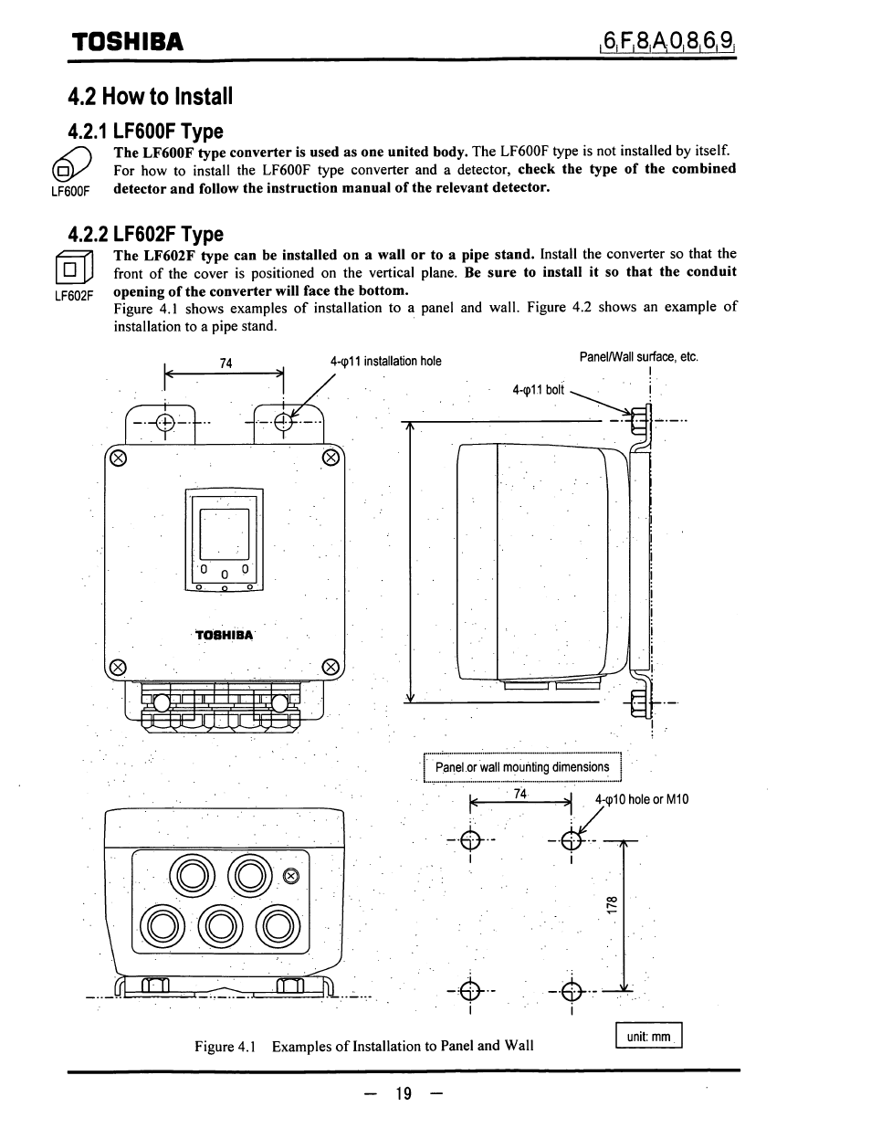 2 how to install, 1 lf600f type, 2 lf602f type | 1 lf600ftype, Toshiba | Toshiba LF600F User Manual | Page 20 / 162