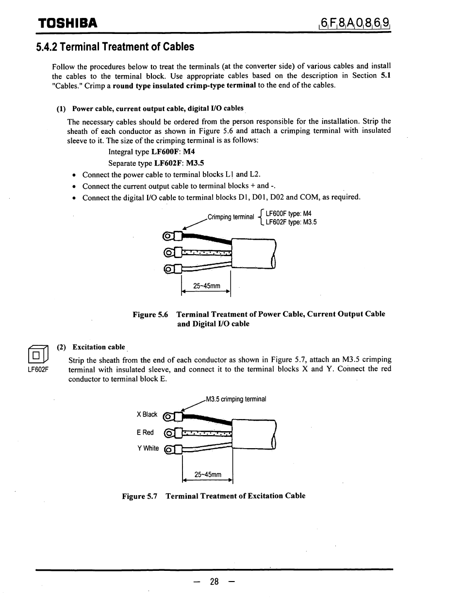 2 terminal treatment of cables, Toshiba | Toshiba LF600F User Manual | Page 29 / 162