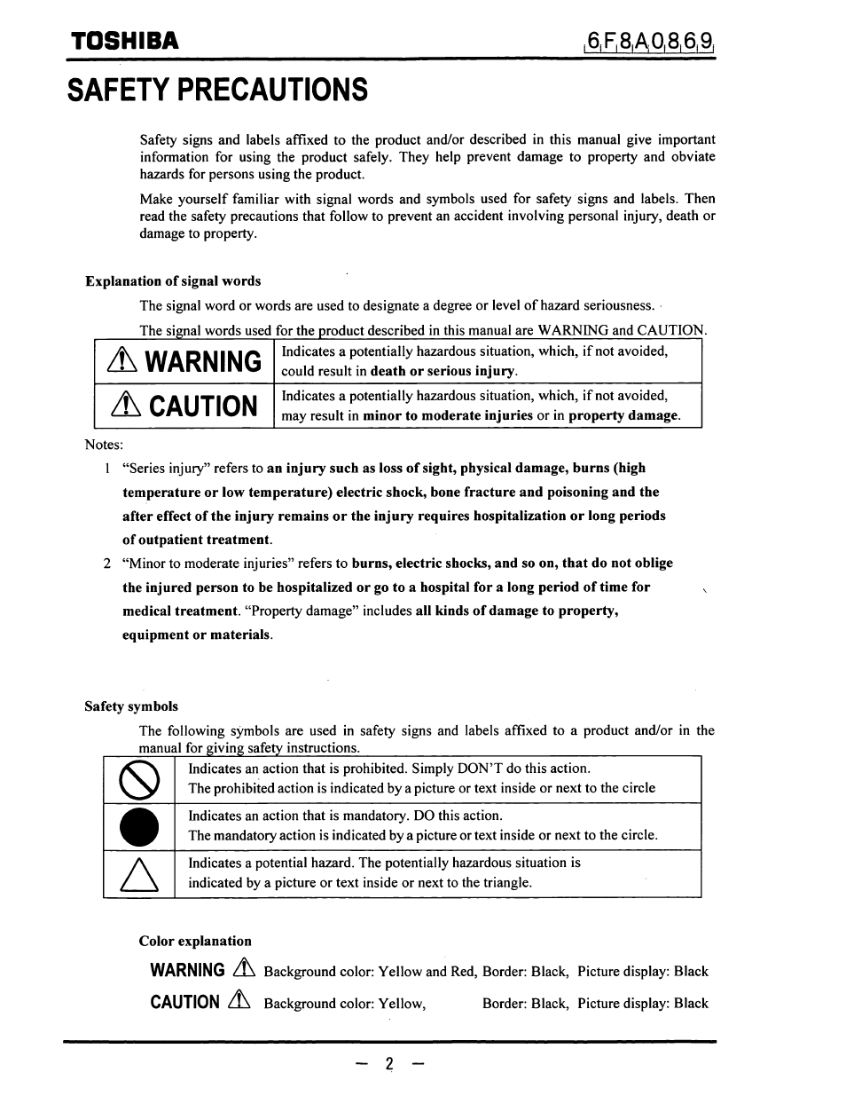 Safety precautions, Toshiba, Warning | Caution | Toshiba LF600F User Manual | Page 3 / 162