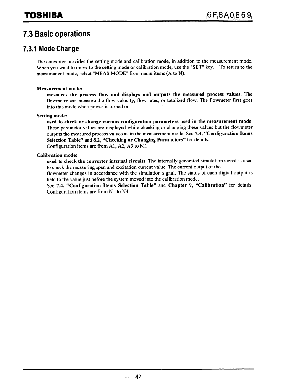 3 basic operations, 1 mode change, Toshiba | Toshiba LF600F User Manual | Page 43 / 162