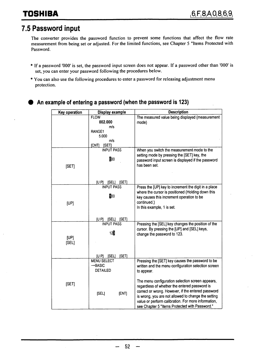5 password input, Toshiba | Toshiba LF600F User Manual | Page 53 / 162