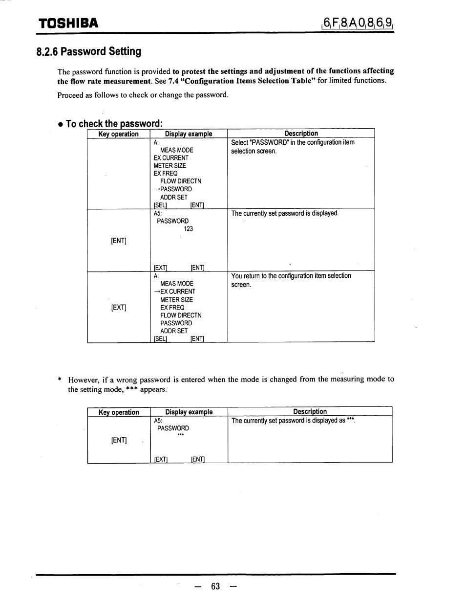 6 password setting, To check the password, Toshiba | Toshiba LF600F User Manual | Page 64 / 162