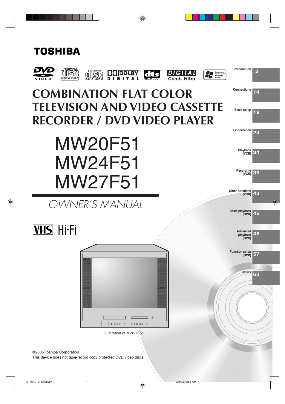 Toshiba MW27F51 User Manual | 72 pages