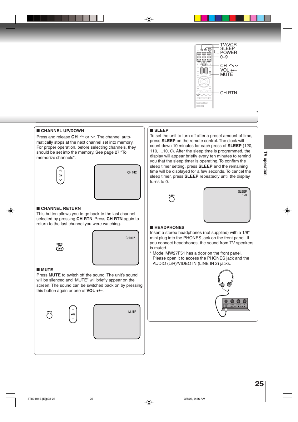 Toshiba MW27F51 User Manual | Page 25 / 72