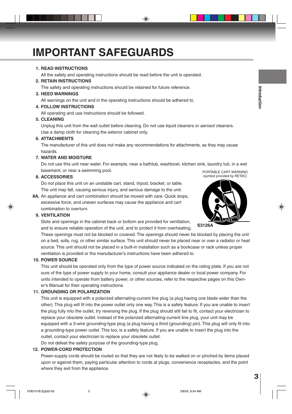 Important safeguards | Toshiba MW27F51 User Manual | Page 3 / 72