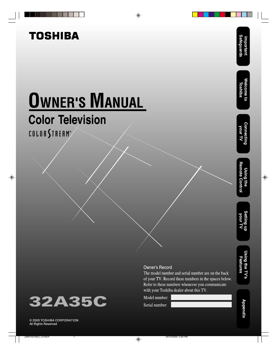 Toshiba 32A35C User Manual | 32 pages