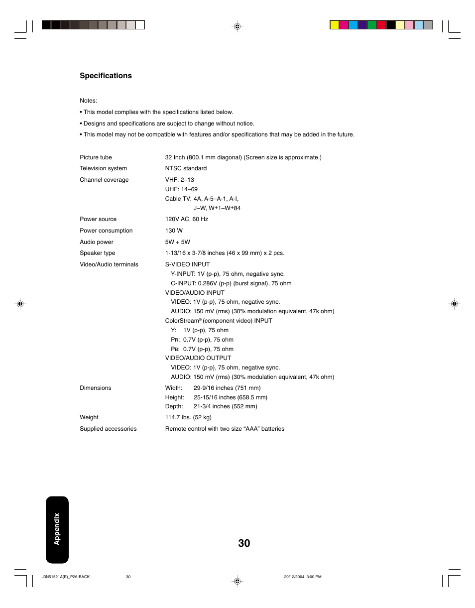 Toshiba 32A35C User Manual | Page 30 / 32