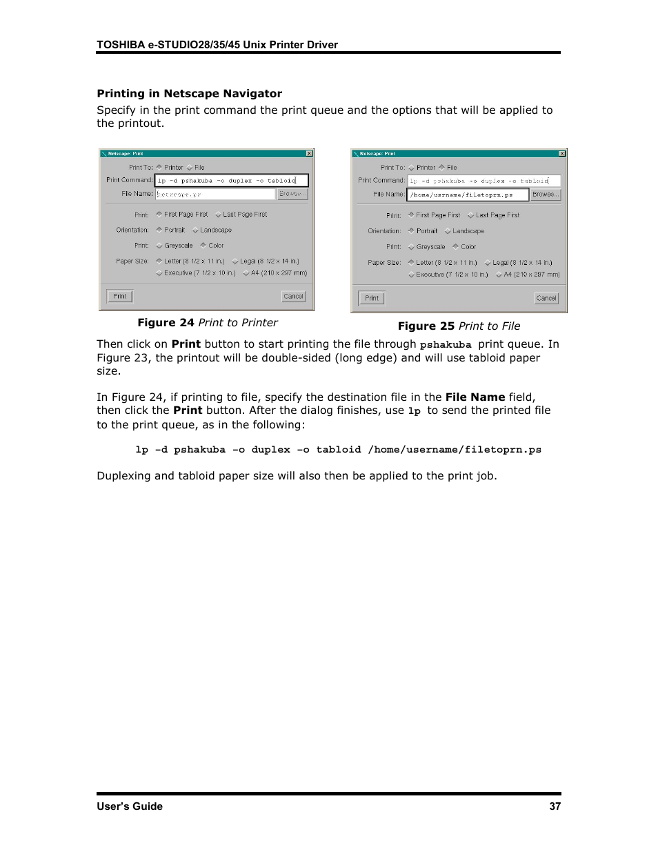 Printing in netscape navigator | Toshiba e-STUDIO35 User Manual | Page 45 / 53