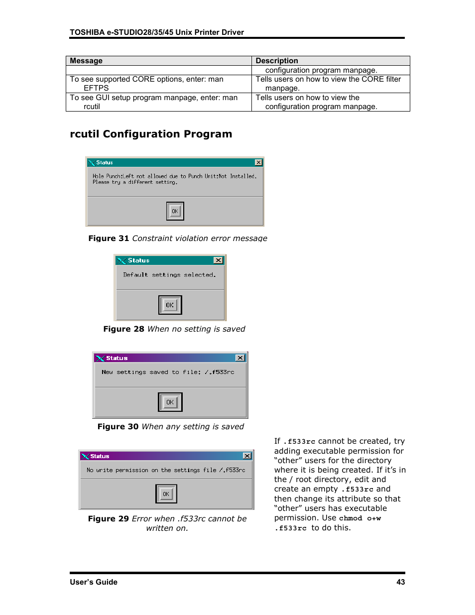 Rcutil configuration program, Rcutil, Onfiguration | Rogram | Toshiba e-STUDIO35 User Manual | Page 51 / 53