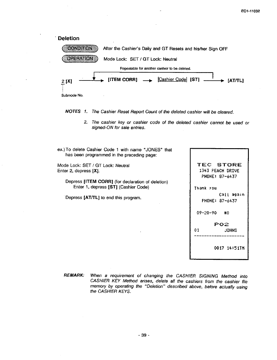 Deletion | Toshiba TEC FDS-30 User Manual | Page 105 / 142