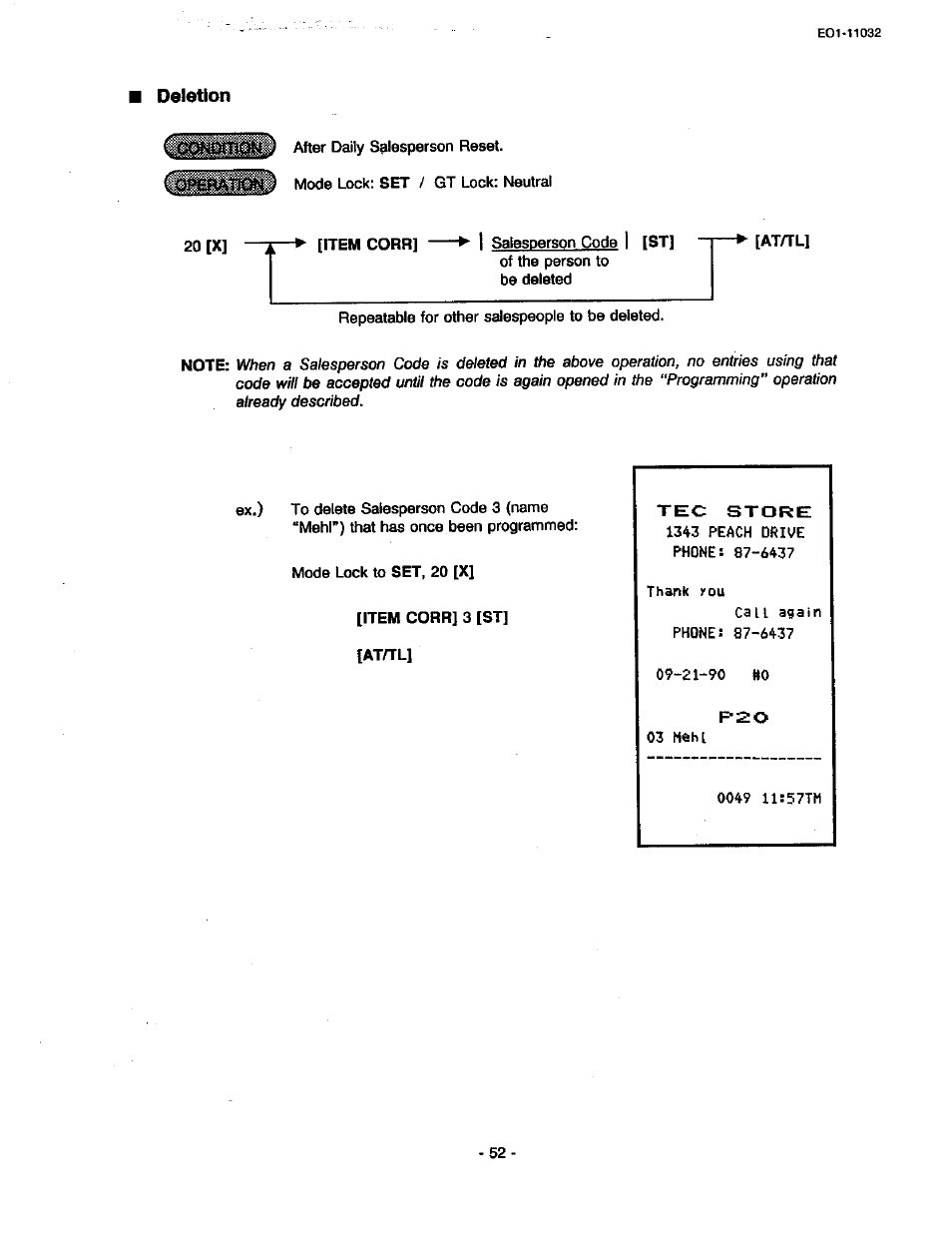 Deletion | Toshiba TEC FDS-30 User Manual | Page 118 / 142