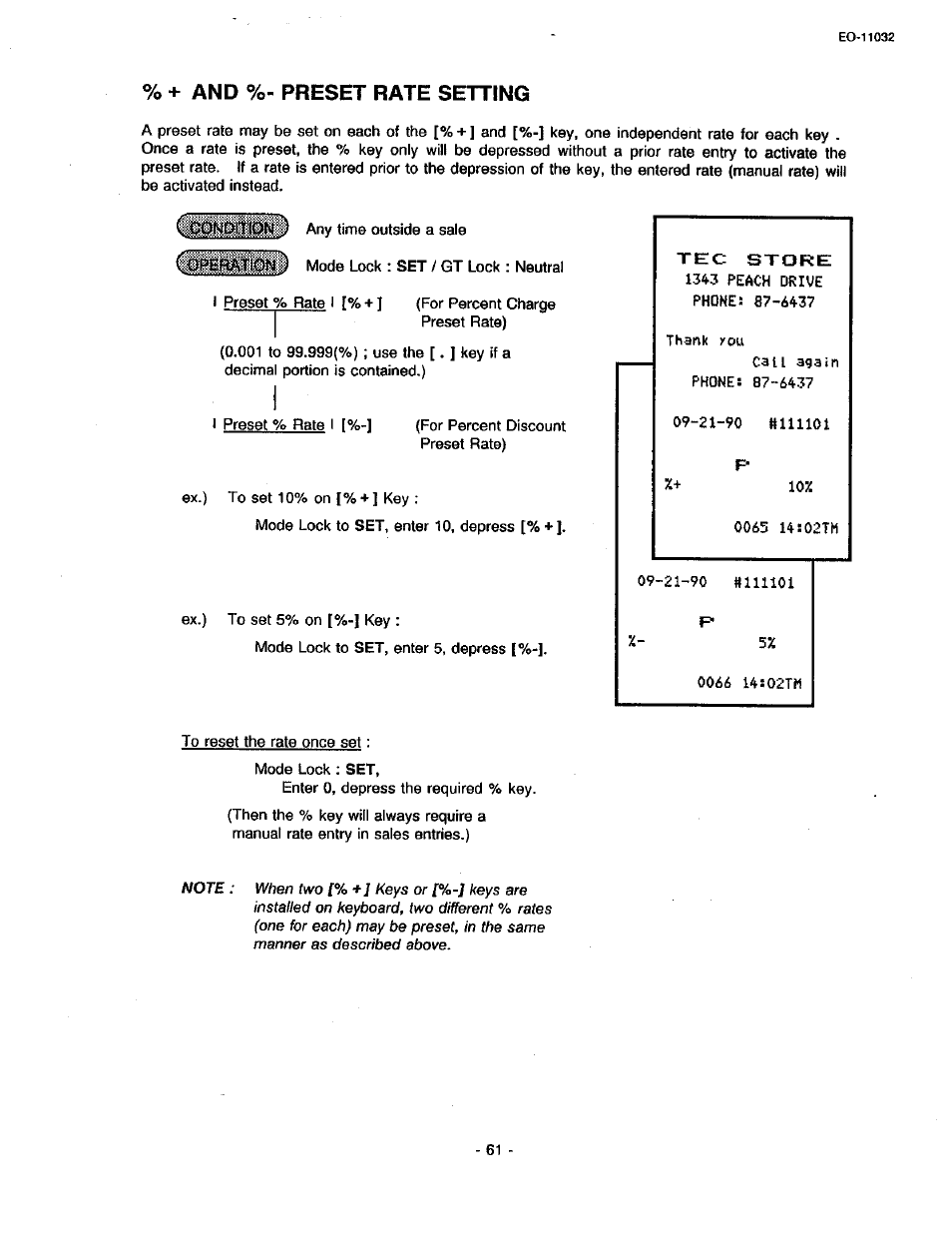 And %- preset rate setting | Toshiba TEC FDS-30 User Manual | Page 127 / 142