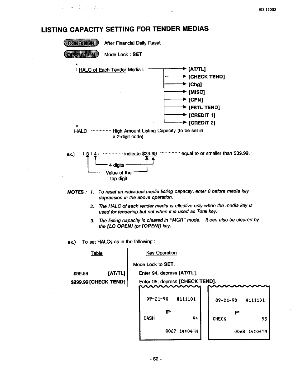 Listing capacity setting for tender medias | Toshiba TEC FDS-30 User Manual | Page 128 / 142