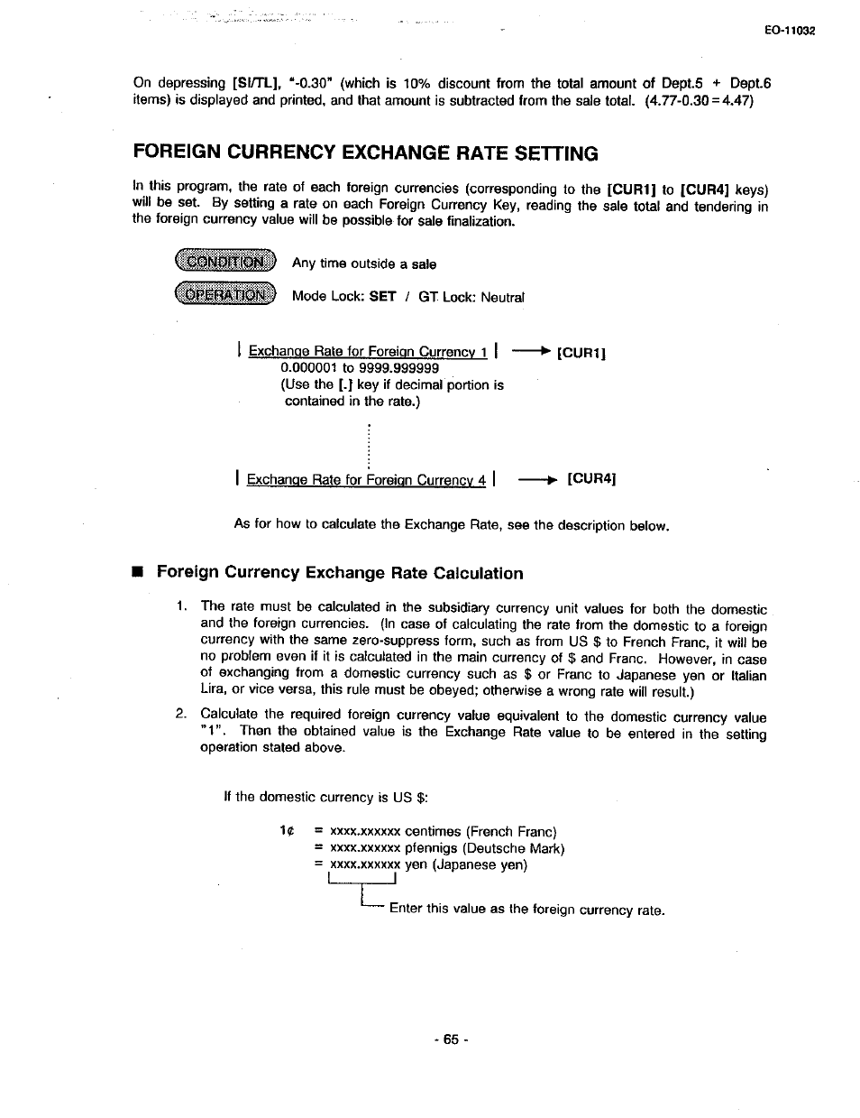 Foreign currency exchange rate setting, Foreign currency exchange rate calculation | Toshiba TEC FDS-30 User Manual | Page 131 / 142