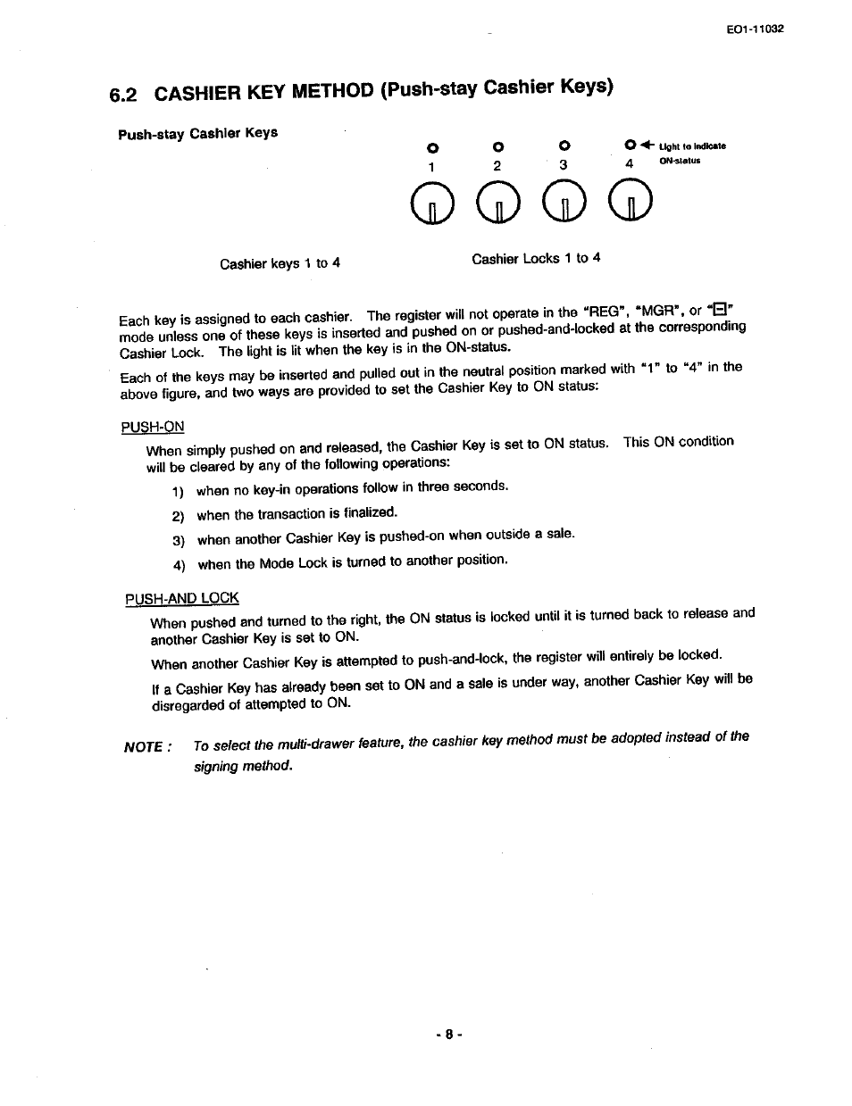 2 cashier key method (push-stay cashier keys), G) g) | Toshiba TEC FDS-30 User Manual | Page 14 / 142