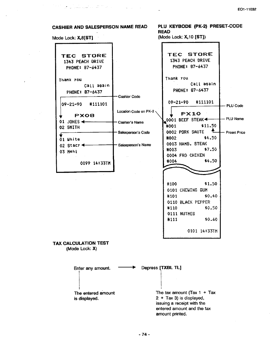 Read, Tax calculation test, T rxoe | Toshiba TEC FDS-30 User Manual | Page 140 / 142