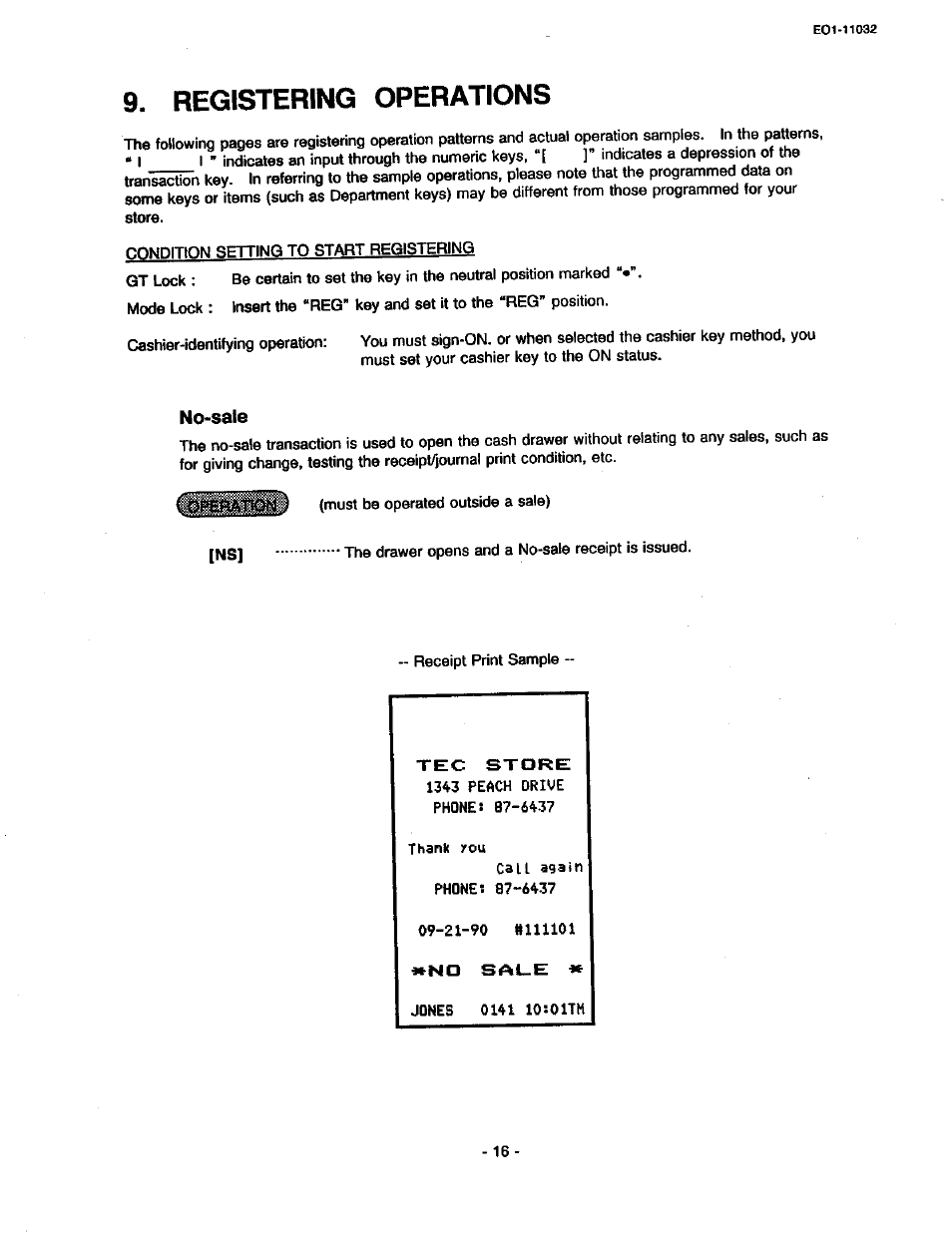 Registering operations, No-sate | Toshiba TEC FDS-30 User Manual | Page 22 / 142