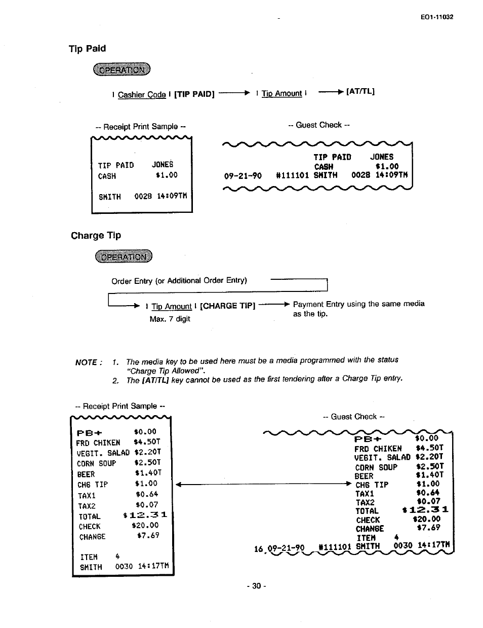 Tip paid, Charge tip | Toshiba TEC FDS-30 User Manual | Page 36 / 142