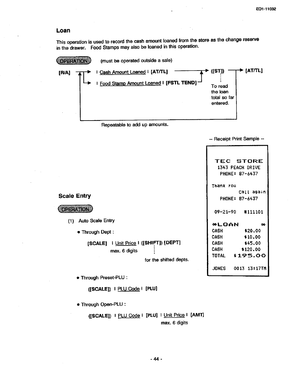 Loan, Scale entry | Toshiba TEC FDS-30 User Manual | Page 50 / 142