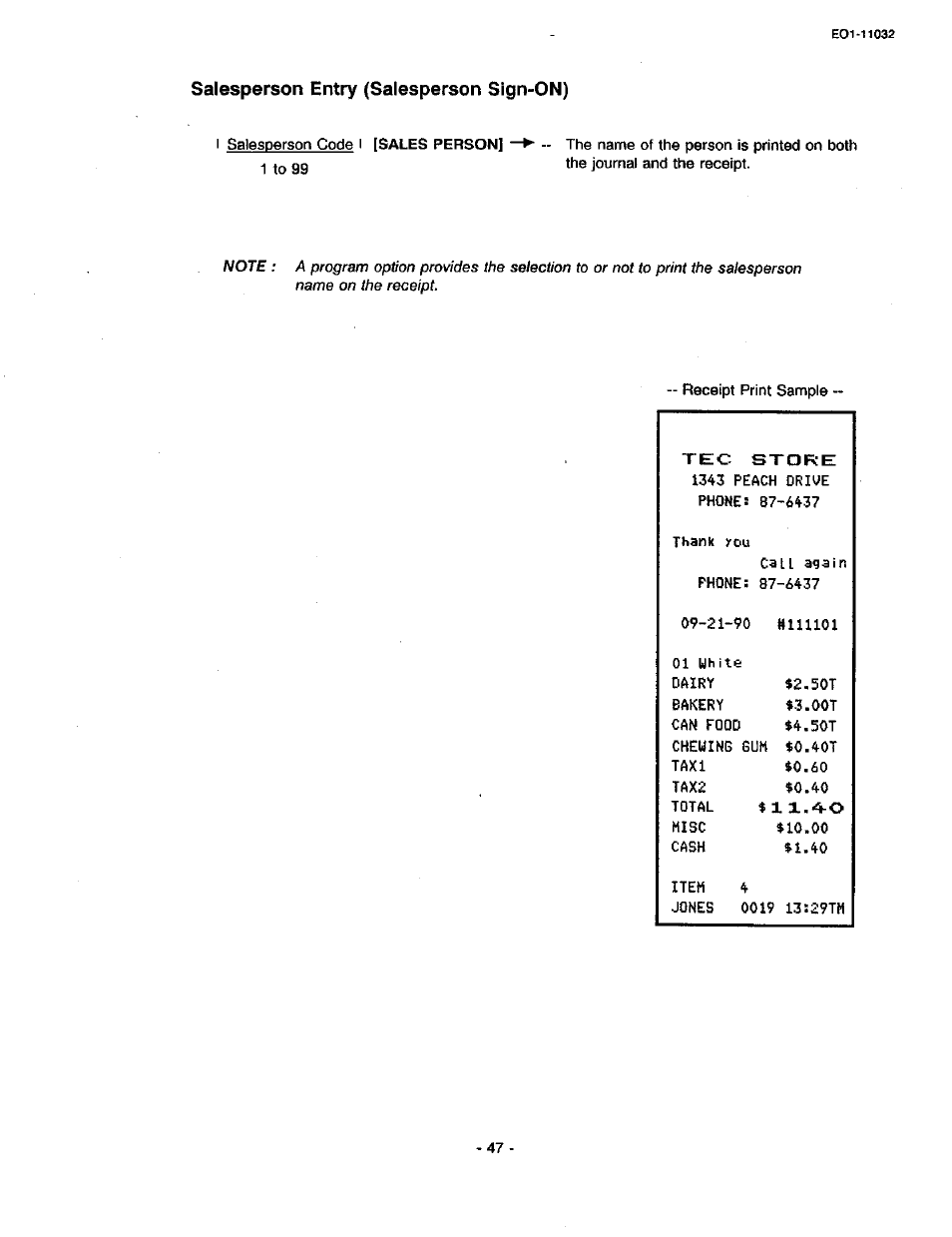 Salesperson entry (salesperson sign-on) | Toshiba TEC FDS-30 User Manual | Page 53 / 142