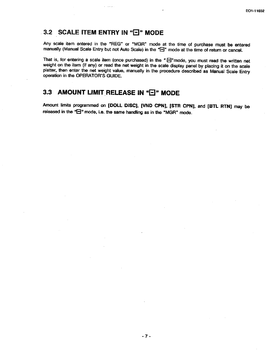 2 scale item entry in “s” mode, 3 amount limit release in “b” mode, 2 scale item entry in “b” mode | 3 amount limit release in “b" mode, Mode | Toshiba TEC FDS-30 User Manual | Page 73 / 142