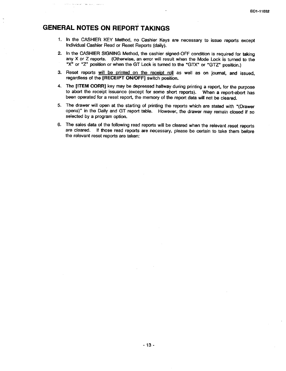 General notes on report takings | Toshiba TEC FDS-30 User Manual | Page 79 / 142