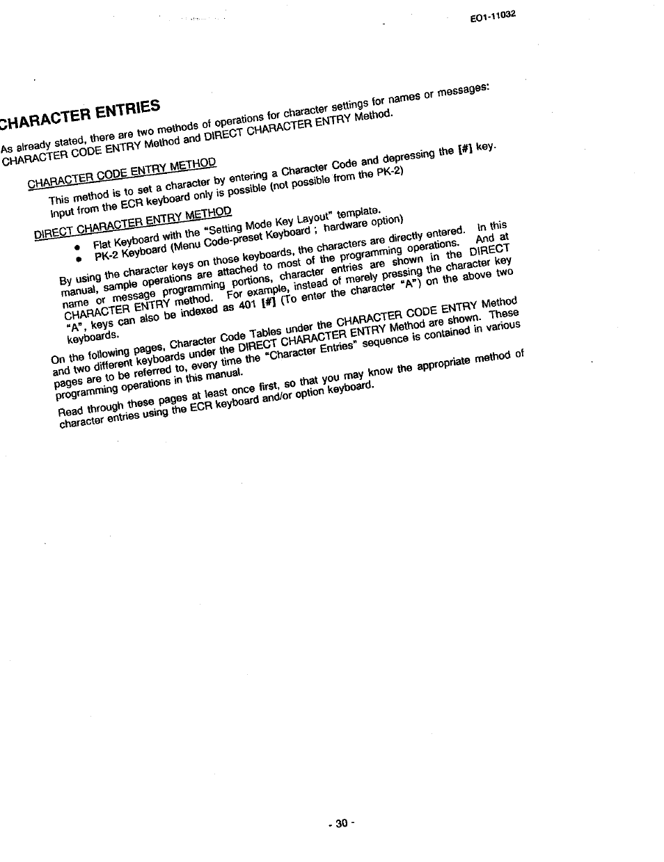 Character entries | Toshiba TEC FDS-30 User Manual | Page 96 / 142