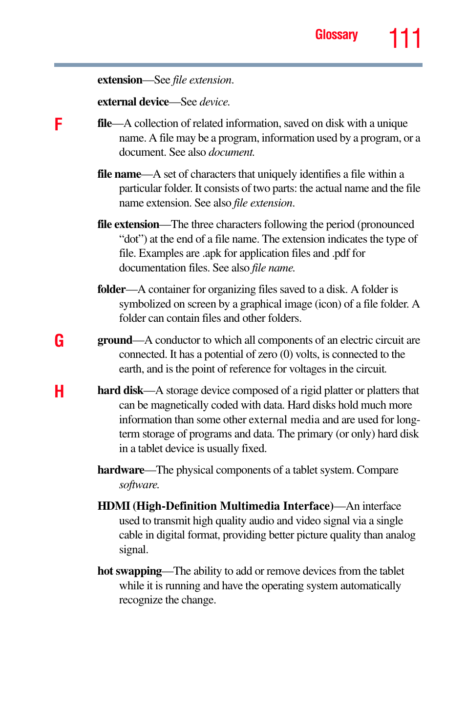 Toshiba Excite 10 GMAD00301010 User Manual | Page 111 / 122