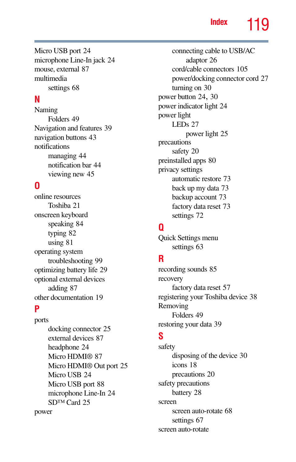 Toshiba Excite 10 GMAD00301010 User Manual | Page 119 / 122