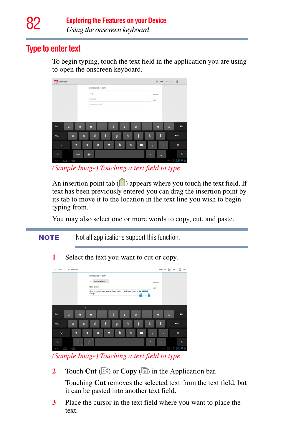 Type to enter text | Toshiba Excite 10 GMAD00301010 User Manual | Page 82 / 122