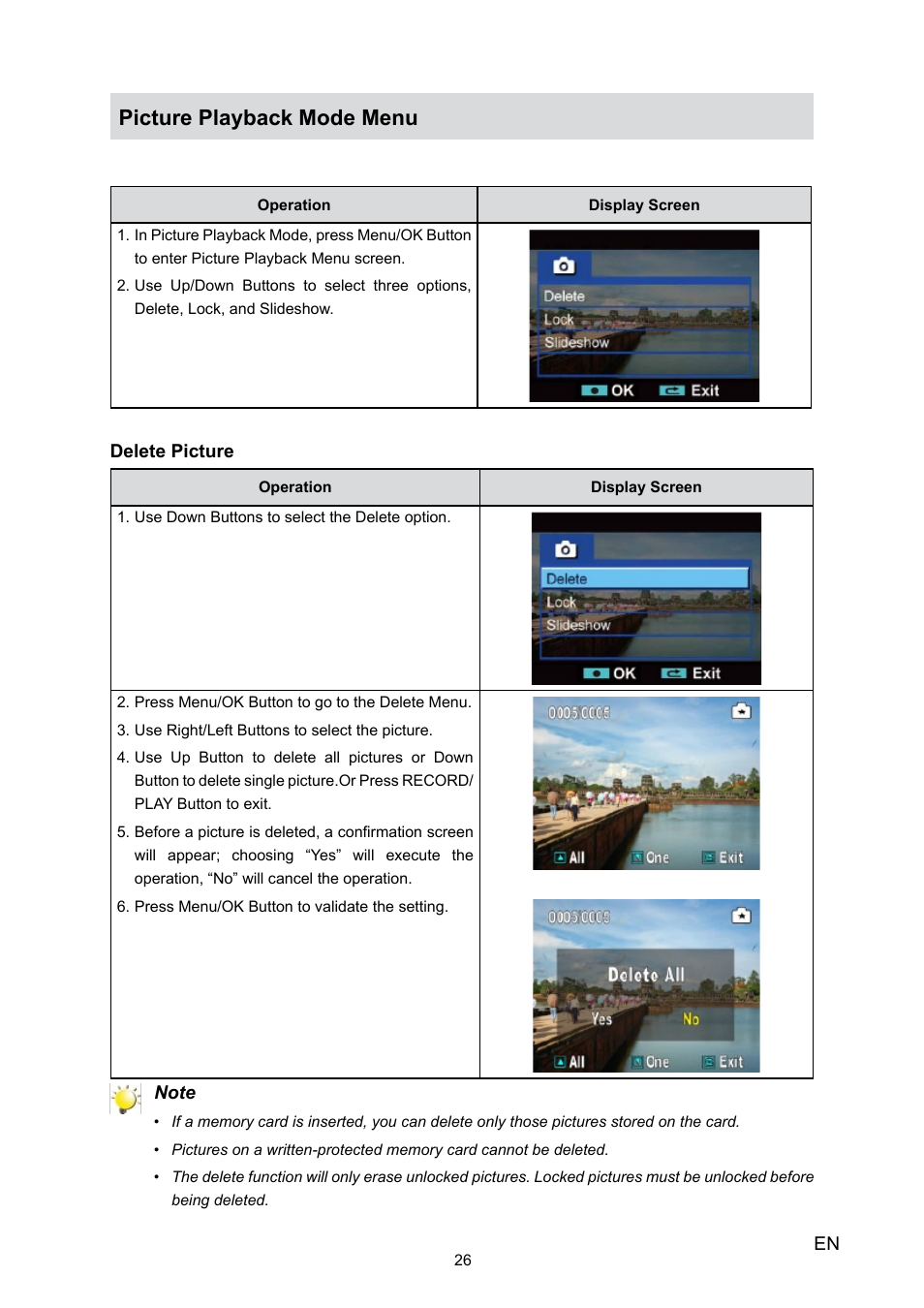 Picture playback mode menu | Toshiba Camileo H10 User Manual | Page 28 / 47