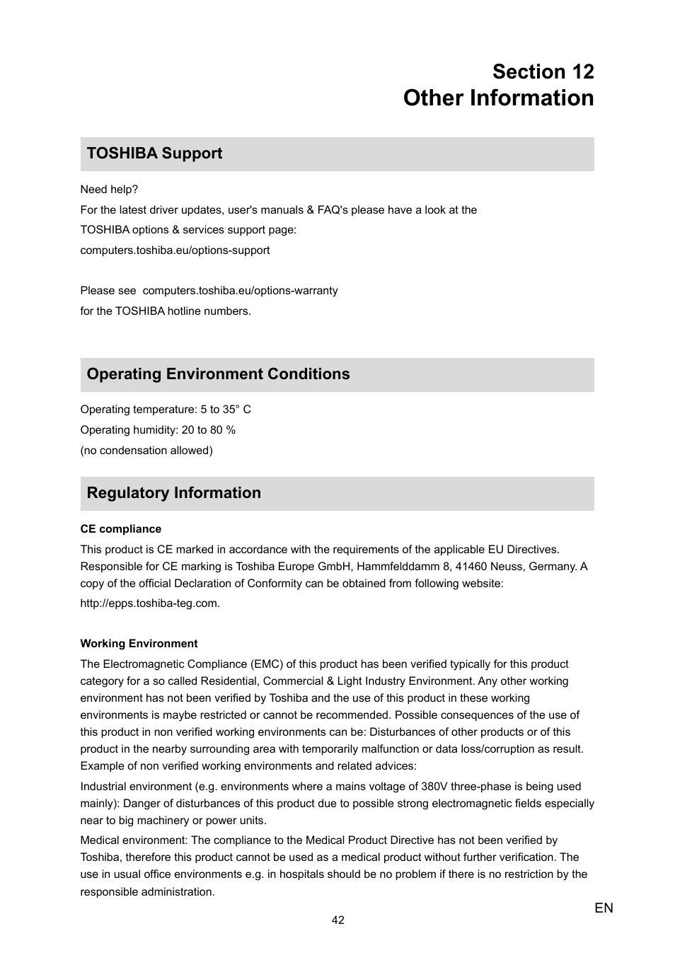 Other information | Toshiba Camileo H10 User Manual | Page 44 / 47